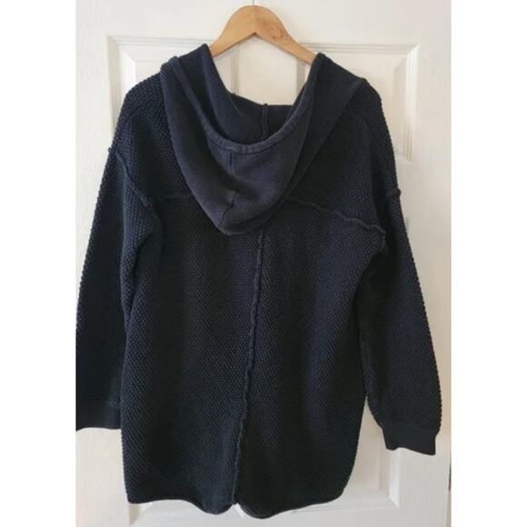 Free People Beach Ryleigh Hailee Sweater Black Waffle Knit Cotton Romper Small - Picture 2 of 3